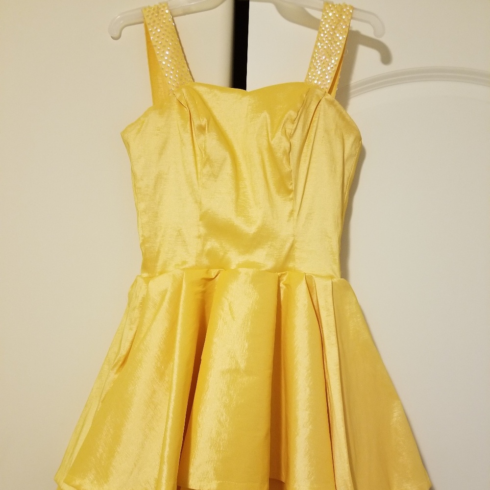 Yellow custom made cocktail dress